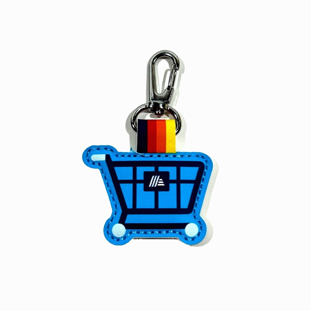 ALDI Quarter Keychain Grand Open SHOPPING CART Blue, Orange Carabiner clip NEW